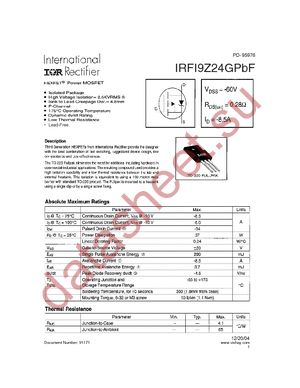 IRFI9Z24GPBF datasheet  